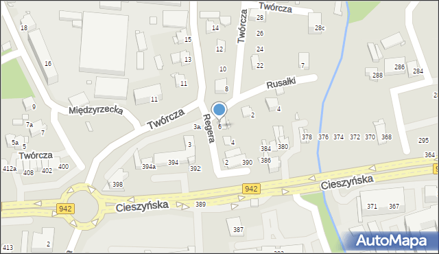 Bielsko-Biała, Regera Tadeusza, 6, mapa Bielsko-Białej