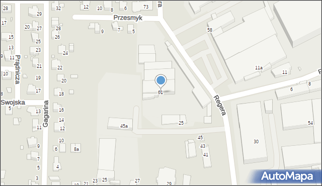 Bielsko-Biała, Regera Tadeusza, 61, mapa Bielsko-Białej