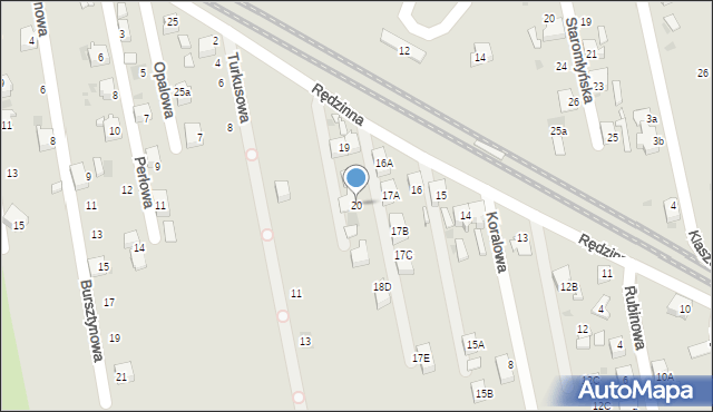 Bieruń, Rędzinna, 20, mapa Bieruń