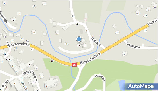 Bircza, Rębisza Franciszka, ks. prał., 1a, mapa Bircza