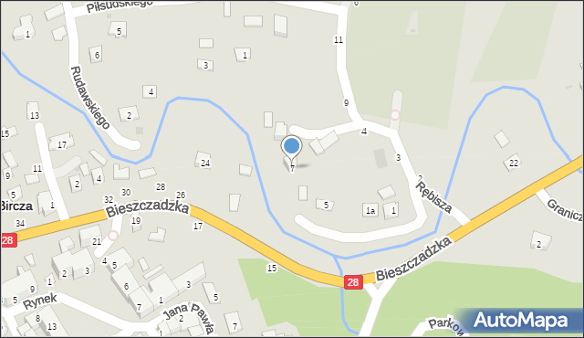 Bircza, Rębisza Franciszka, ks. prał., 7, mapa Bircza