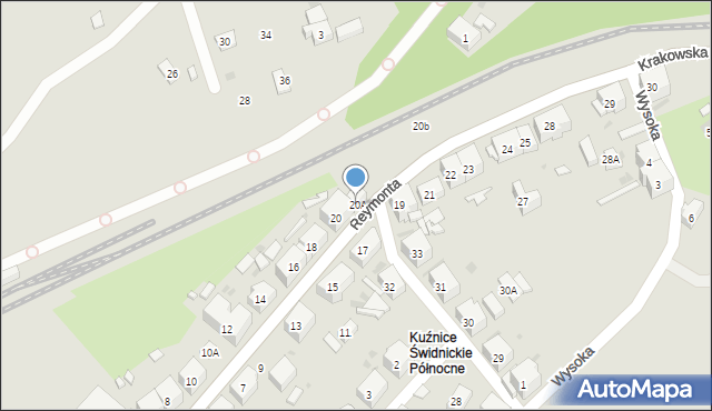 Boguszów-Gorce, Reymonta Władysława, 20A, mapa Boguszów-Gorce