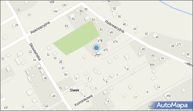Borki, Rekreacyjna, 47D, mapa Borki