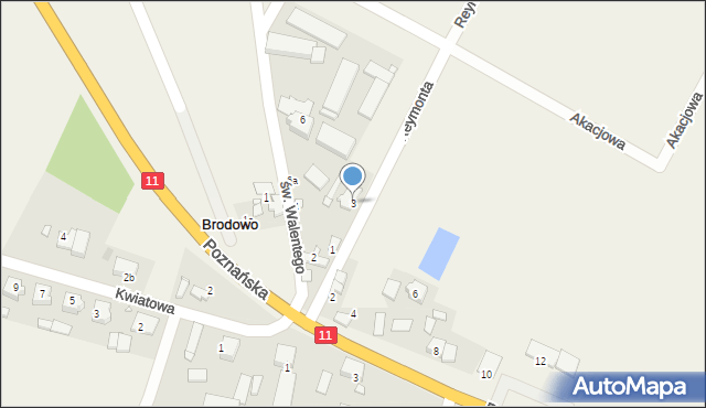 Brodowo, Reymonta Władysława, 3, mapa Brodowo