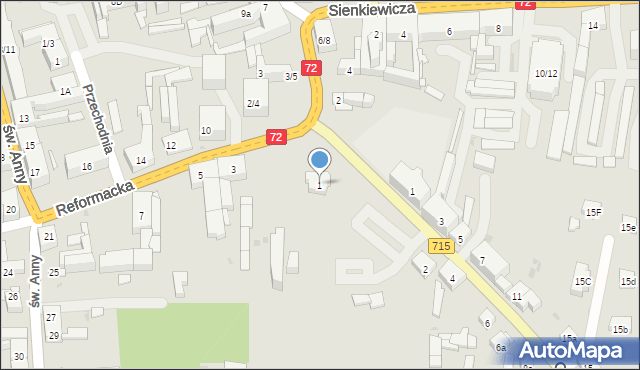 Brzeziny, Reformacka, 1, mapa Brzeziny