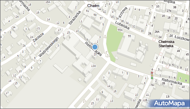 Chełm, Reformacka, 13, mapa Chełma