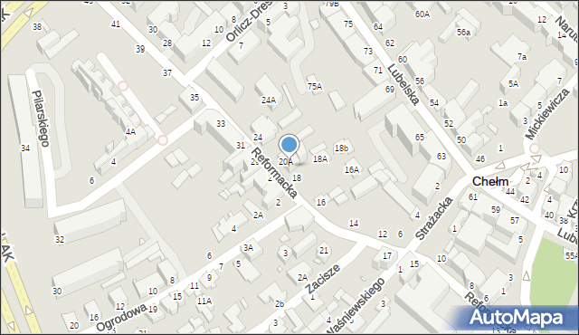 Chełm, Reformacka, 20, mapa Chełma