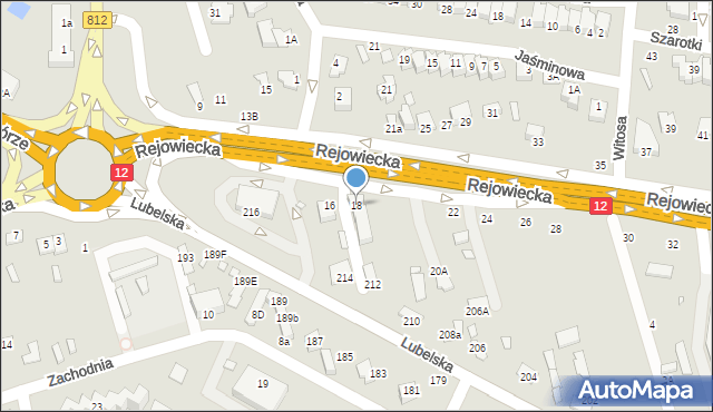 Chełm, Rejowiecka, 18, mapa Chełma