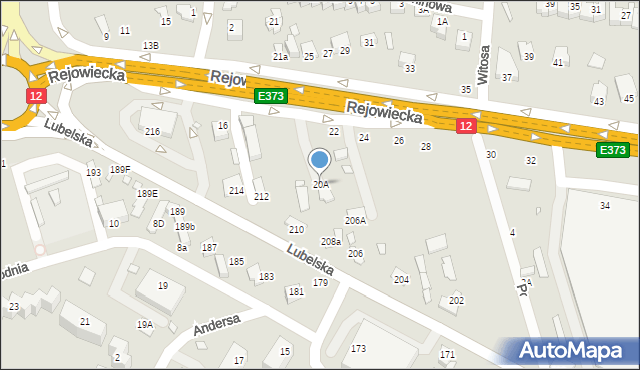 Chełm, Rejowiecka, 20A, mapa Chełma