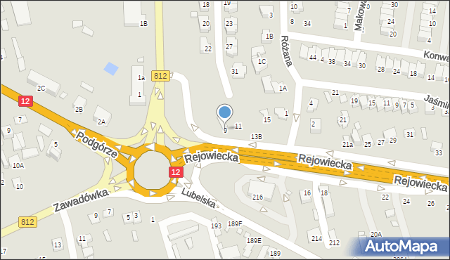 Chełm, Rejowiecka, 9, mapa Chełma