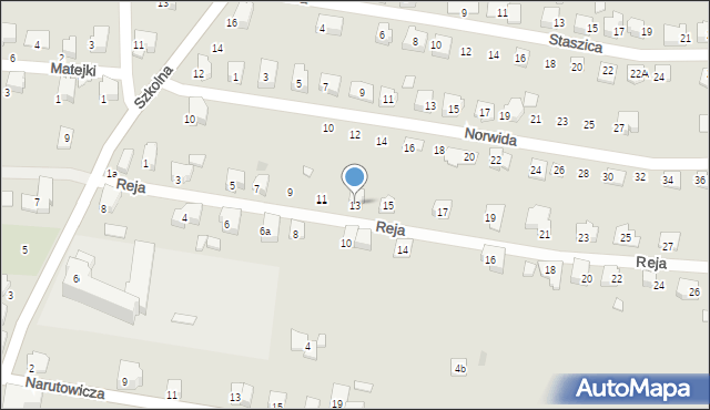 Czechowice-Dziedzice, Reja Mikołaja, 13, mapa Czechowic-Dziedzic