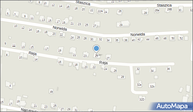 Czechowice-Dziedzice, Reja Mikołaja, 25, mapa Czechowic-Dziedzic