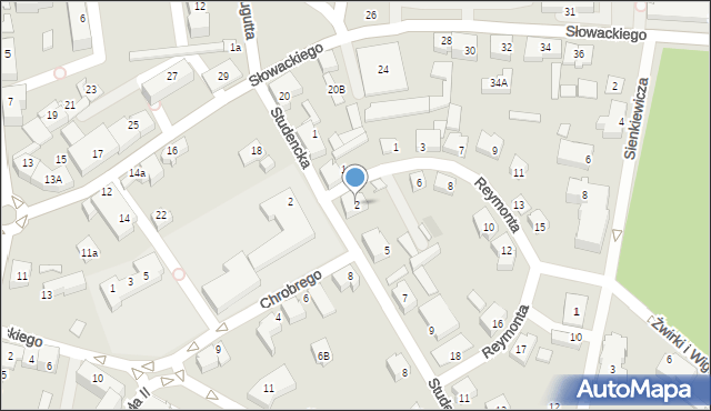 Czechowice-Dziedzice, Reymonta Władysława, 2, mapa Czechowic-Dziedzic