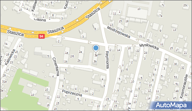 Czeladź, Reymonta Władysława, 3a, mapa Czeladź