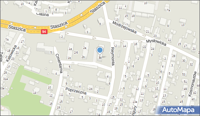 Czeladź, Reymonta Władysława, 3b, mapa Czeladź