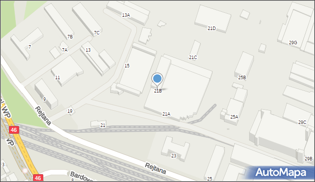 Częstochowa, Rejtana Tadeusza, 21B, mapa Częstochowy