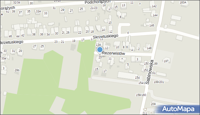 Częstochowa, Rezerwistów, 13, mapa Częstochowy