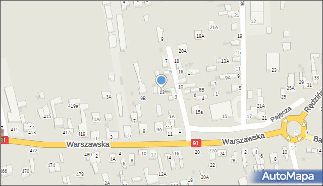 Częstochowa, Rędzińska, 13, mapa Częstochowy