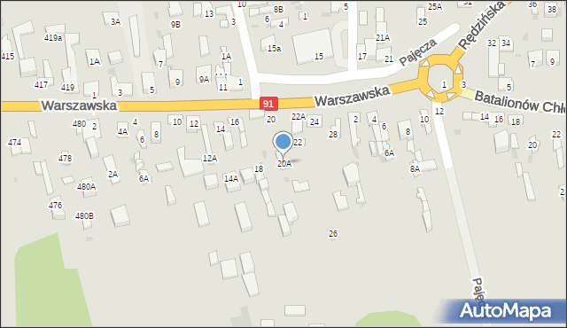 Częstochowa, Rędzińska, 20A, mapa Częstochowy