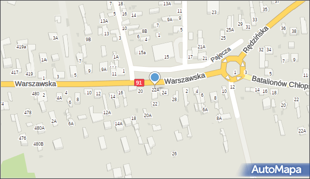 Częstochowa, Rędzińska, 22A, mapa Częstochowy