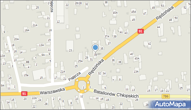 Częstochowa, Rędzińska, 33, mapa Częstochowy