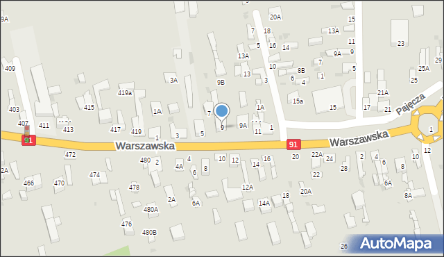 Częstochowa, Rędzińska, 9, mapa Częstochowy