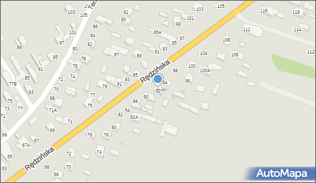 Częstochowa, Rędzińska, 92, mapa Częstochowy