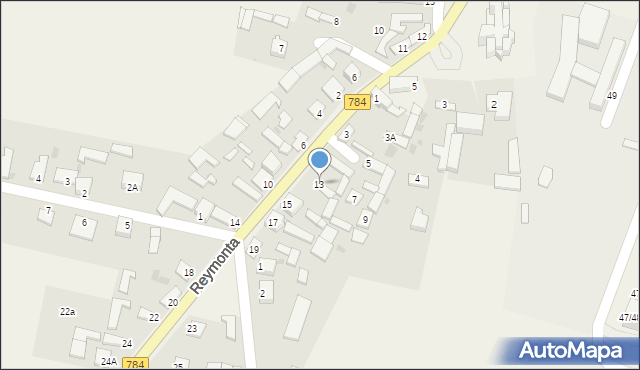 Dąbrowa Zielona, Reymonta Władysława, 13, mapa Dąbrowa Zielona
