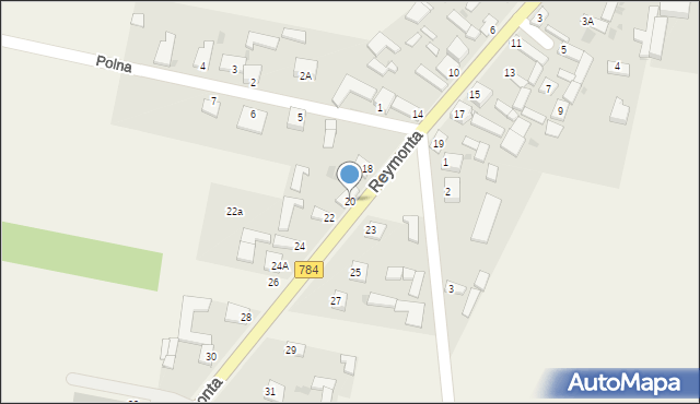 Dąbrowa Zielona, Reymonta Władysława, 20, mapa Dąbrowa Zielona