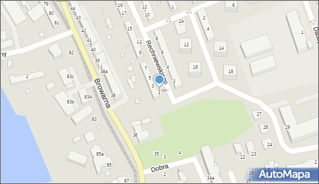 Elbląg, Rechniewskiego Tadeusza, 1, mapa Elbląga