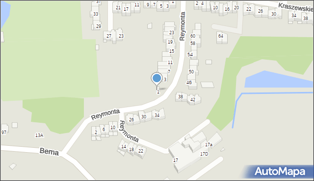 Elbląg, Reymonta Władysława, 1a, mapa Elbląga