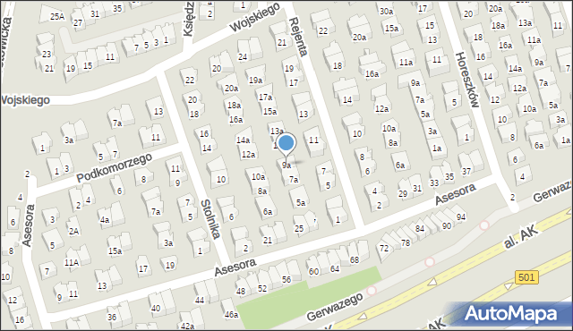 Gdańsk, Rejenta, 9a, mapa Gdańska