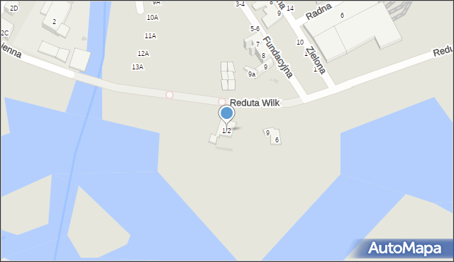 Gdańsk, Reduta Wilk, 1/2, mapa Gdańska