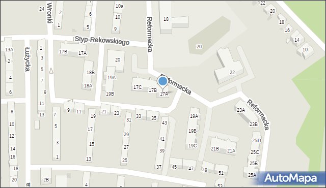 Gdańsk, Reformacka, 17A, mapa Gdańska