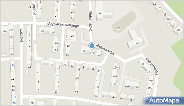 Gdańsk, Reformacka, 17B, mapa Gdańska