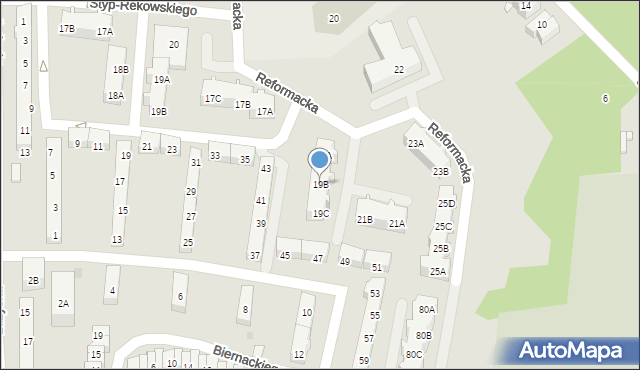 Gdańsk, Reformacka, 19B, mapa Gdańska