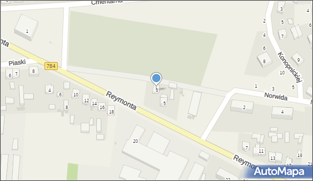 Gidle, Reymonta Władysława, 3, mapa Gidle