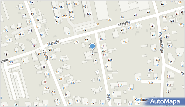 Gniezno, Reja Mikołaja, 9, mapa Gniezna