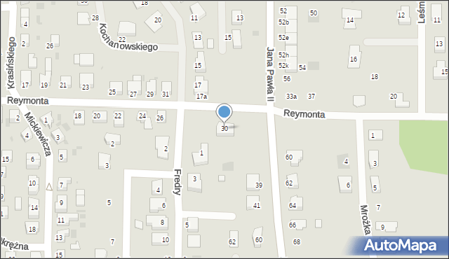 Gryfino, Reymonta Władysława, 30, mapa Gryfino