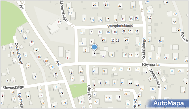 Gryfino, Reymonta Władysława, 5, mapa Gryfino