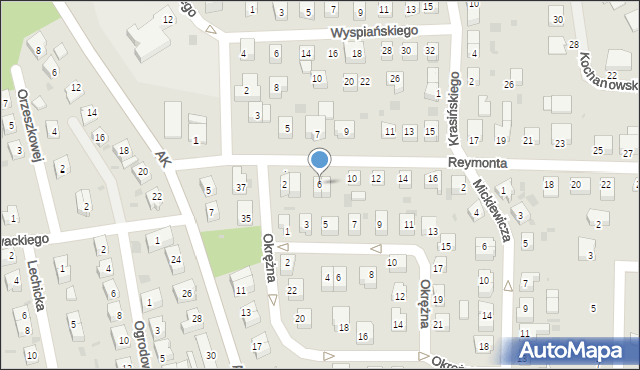 Gryfino, Reymonta Władysława, 6, mapa Gryfino