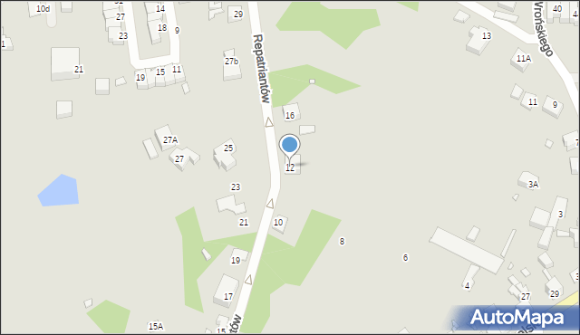 Gubin, Repatriantów, 12, mapa Gubin