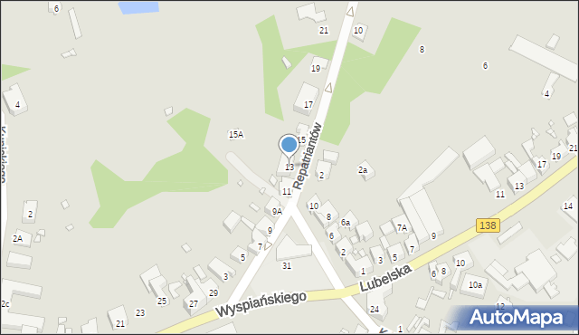Gubin, Repatriantów, 13, mapa Gubin