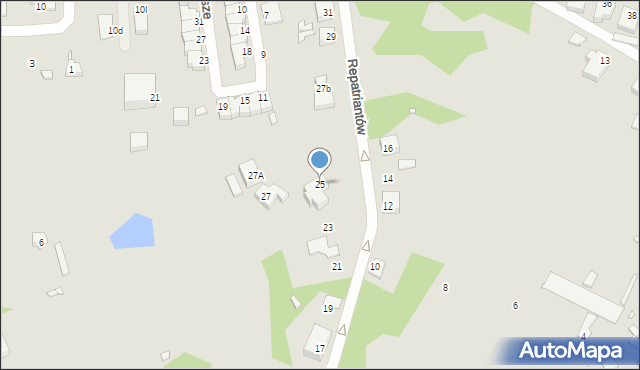 Gubin, Repatriantów, 25, mapa Gubin