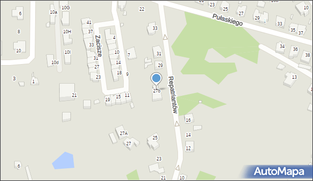 Gubin, Repatriantów, 27b, mapa Gubin