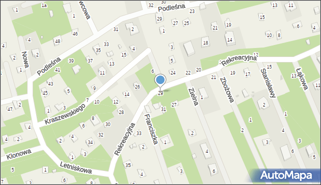 Jedlicze B, Rekreacyjna, 29, mapa Jedlicze B