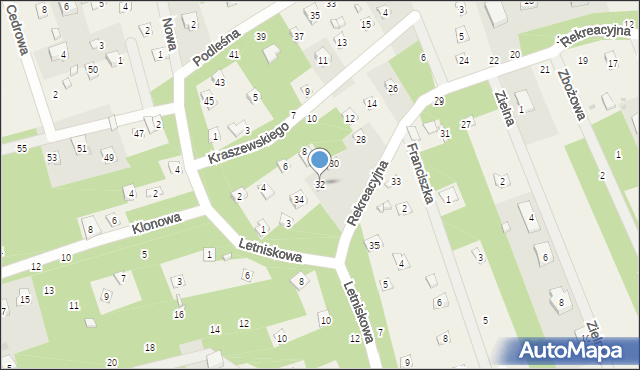 Jedlicze B, Rekreacyjna, 32, mapa Jedlicze B