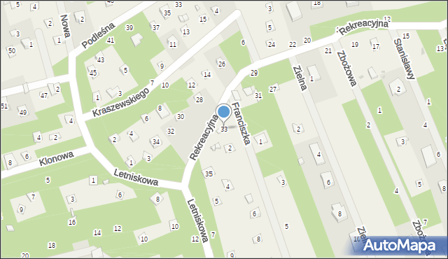 Jedlicze B, Rekreacyjna, 33, mapa Jedlicze B