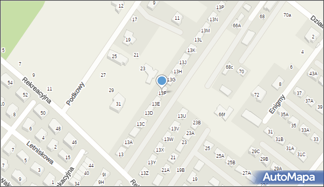 Józefosław, Rekreacyjna, 13F, mapa Józefosław