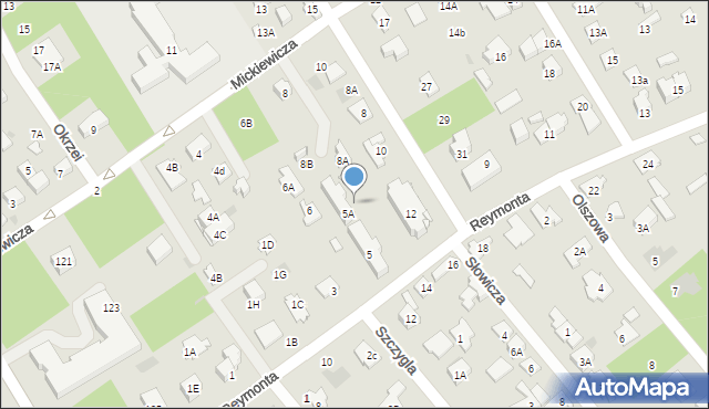 Józefów, Reymonta Władysława, 5B, mapa Józefów